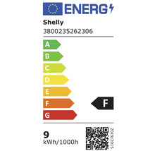Energetický štítek Shelly s třídou energetické účinnosti F