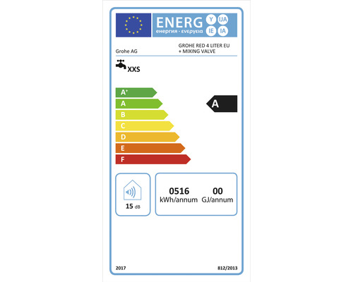 Energetický štítek pro Grohe Red 4 litry EU včetně směšovacího ventilu