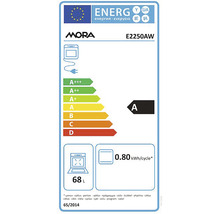 Energetický štítek MORA E2250AW s třídou energetické účinnosti A, spotřeba energie 0,80 kWh na cyklus a objem 68 litrů
