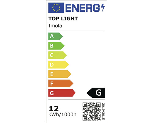 Energetický štítek Top Light Imola, třída energetické účinnosti G, spotřeba energie 12 kWh na 1000 hodin