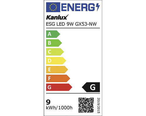 Energetický štítek pro žárovku Kanlux ESG LED 9W GX53-NW