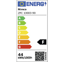 Štítek energetické účinnosti značky Nimco s označením F a spotřebou energie 44 kWh na 1000 hodin