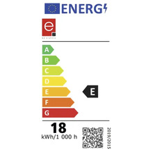 Energetický štítek E se spotřebou 18 kilowatthodin na 1000 hodin