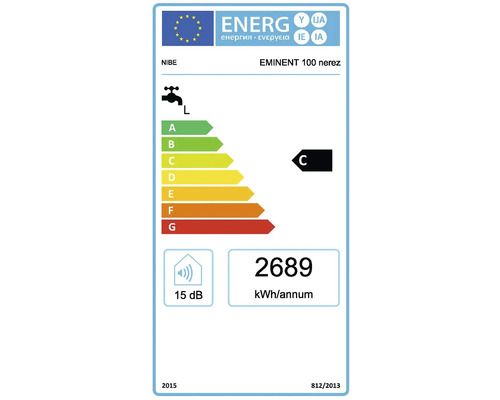 Energetický štítek pro NIBE EMINENT 100 nerez s třídou energetické účinnosti C a roční spotřebou energie 2689 kWh