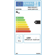Energetický štítek pro ohřívač vody s třídou energetické účinnosti B a roční spotřebou energie 1284 kWh.
