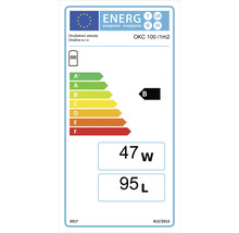Energetický štítek s třídou energetické účinnosti B, spotřebou energie 47 W a objemem 95 litrů.
