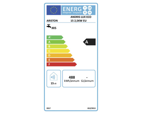 Energetický štítek pro Ariston Andris Lux Eco 15 2,5kW EU
