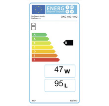 Energetický štítek pro ohřívač vody s třídou energetické účinnosti B, objemem 95 litrů a spotřebou energie 47 wattů.