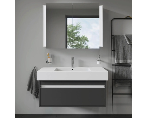 Koupelnové umyvadlo s umyvadlem, zrcadlová skříňka a držák na ručníky pro montáž na stěnu