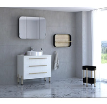 Nástěnný regál do koupelny Devo Sonet černá/dub přírodní 60 x 40 x 15 cm SF-PL60x40-L09D01