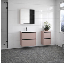 Koupelna s umyvadlem, zrcadlovou skříňkou a boční skříňkou v moderním designu