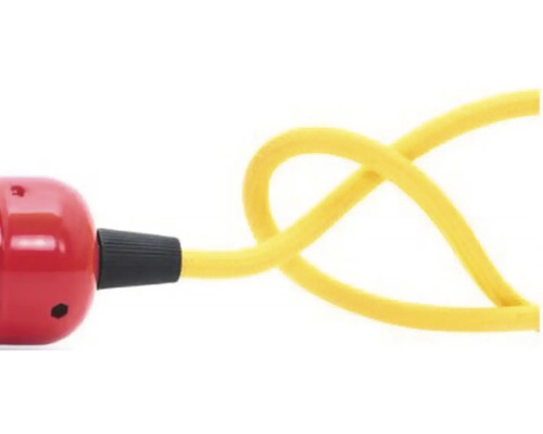 Prodlužovací kabel s červenou spojkou a žlutým kabelem