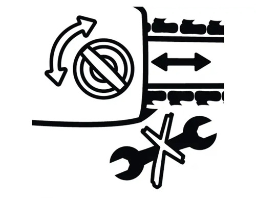 Symbol pro blokovanou rotaci, horizontální pohyb a žádnou opravu.