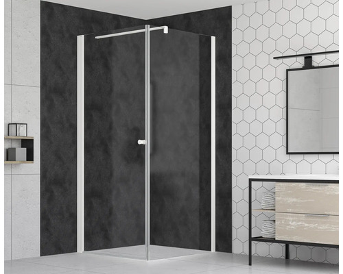 Walk In form&style MODENA 100 cm barva rámu bílá dekor skla čiré sklo Rohová sprcha s průhlednou skleněnou stěnou v koupelně