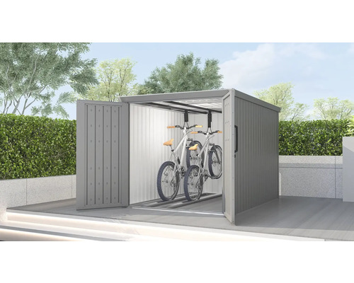 Kovová garáž na kola se dvěma jízdními koly