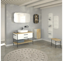 Nástěnný regál do koupelny Devo Oval černá/dub přírodní 60 x 40 x 12 cm OV-MK60-L09D01