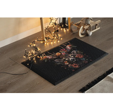 Rohožka se vzorem jelena a květinovou dekorací