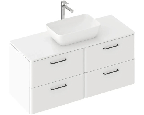 Umyvadlová skříňka s umyvadlem na desku a čtyřmi zásuvkami