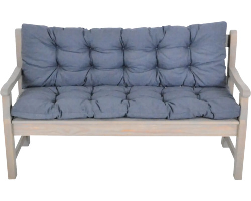 Dřevěná zahradní lavice s polstrovanými podložkami na sedák a opěradlo