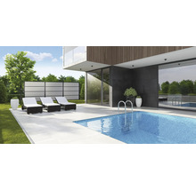 Exteriér s bazénem, lehátky a zástěnou