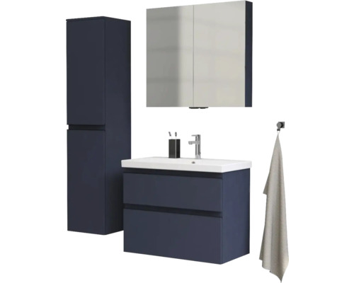 Koupelnový set s umyvadlem, zrcadlovou skříňkou a vysokou skříní