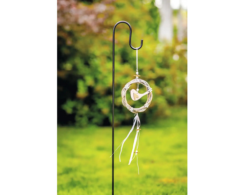 Zahradní dekorace s ptačím přívěskem na kovovém držáku