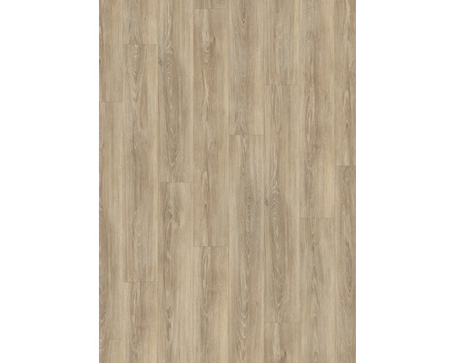 Pokládka světlé laminátové podlahy s dřevěným vzhledem.