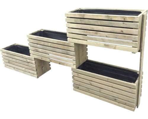 Víceúrovňový dřevěný truhlík se třemi úrovněmi