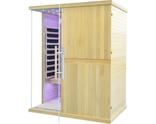 Dřevěná sauna se skleněnými dveřmi