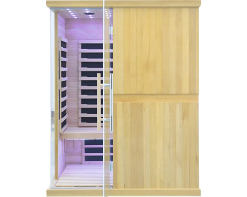 Infračervená sauna s prosklenými dveřmi a dřevěným obložením