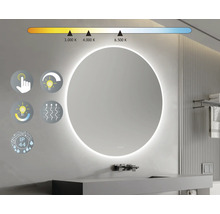 Kulaté koupelnové zrcadlo s osvětlením a dotykovou funkcí v koupelně