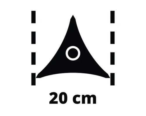Symbol pro trojúhelníkovou markýzu s délkou strany 20 centimetrů