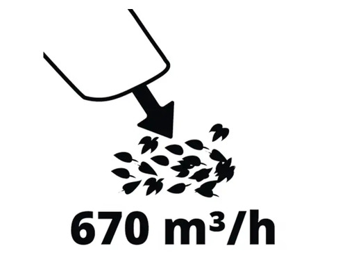 Symbol pro průtok vzduchu 670 metrů krychlových za hodinu
