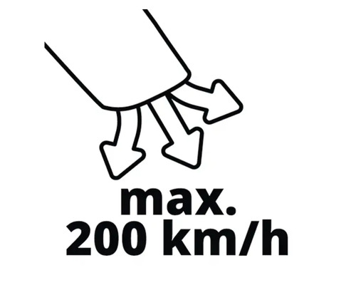 Symbol pro maximální rychlost foukání 200 km/h