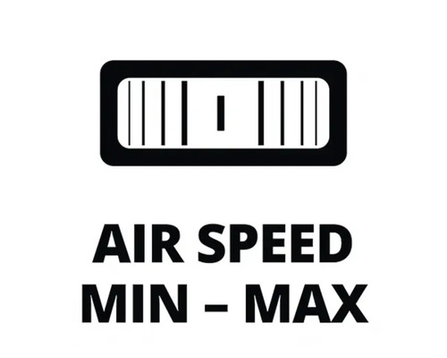 Symbol rychlosti vzduchu: minimum až maximum