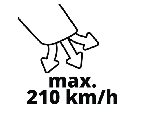 Maximální rychlost ventilátoru 210 kilometrů za hodinu