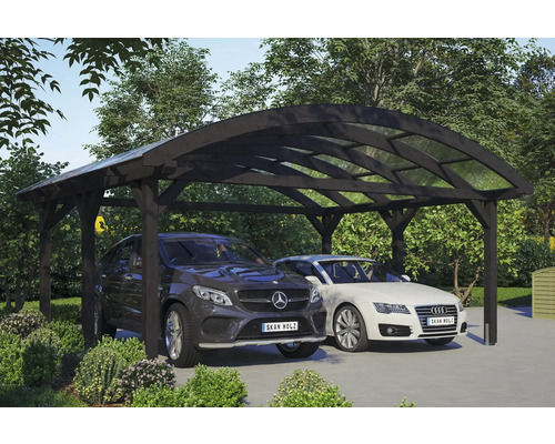 Dřevěný dvojitý carport se dvěma auty