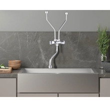 Kuchyňský dřez s vodovodní baterií pro e-shop Hornbach.