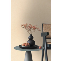 Dekorativní scéna s příručním stolkem, vázou, sušenými květinami a židlí před stěnou