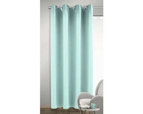 Mátově zbarvený závěs s kroužky na tyči