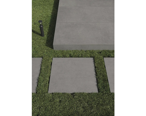 Zahrada s chodníkovými dlaždicemi a trávníkem