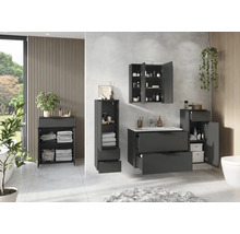 Koupelnový set s umyvadlem, zrcadlovou skříňkou, vysokou skříní a spodní skříňkou v moderním designu