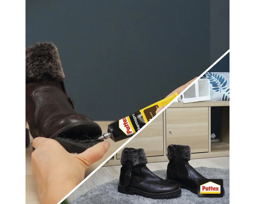 Aplikace kontaktního lepidla Pattex Thermopren na botu pro opravu podrážky