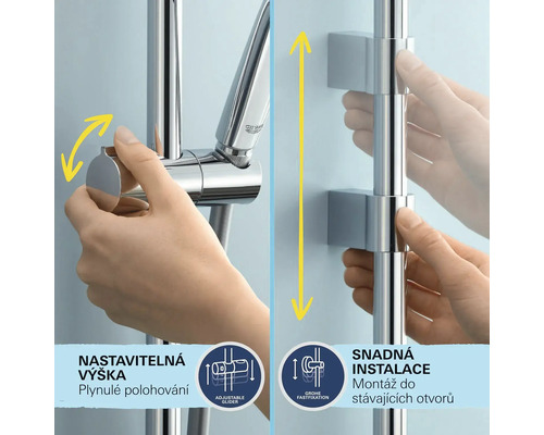 Sprchová tyč s nastavitelnou výškou a snadnou instalací