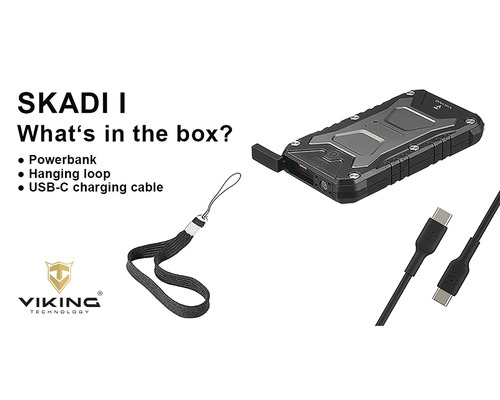 Powerbanka Skadi I s poutkem a nabíjecím kabelem USB-C