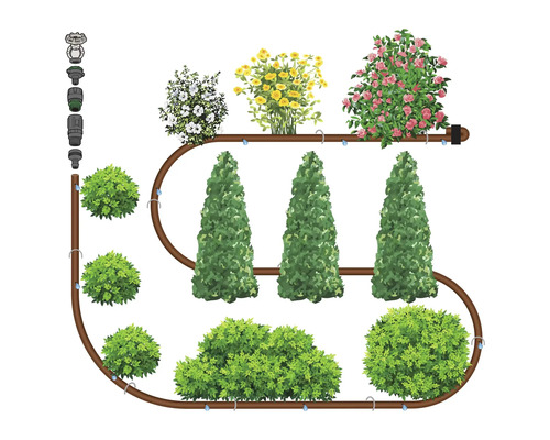 Zavlažovací systém pro rostliny s kapkovou hadicí