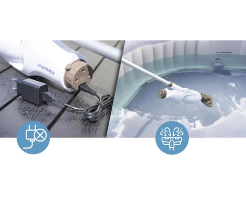 Akumulátorový vysavač bazénů Marimex s nabíječkou používaný k čištění bazénu