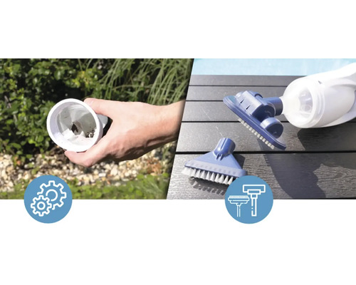 Bazénový vysavač s různými nástavci a lapačem nečistot