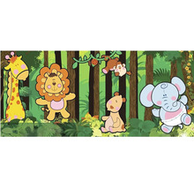 Dekorativní nástěnná malba s džunglovými zvířaty pro dětský pokoj