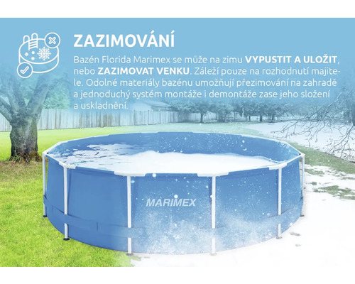 Bazén Marimex na zahradě v letním a zimním provedení